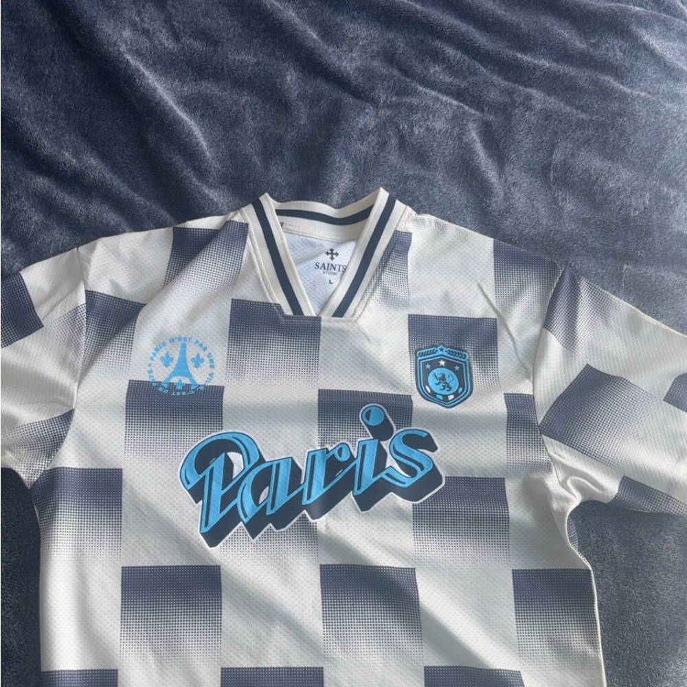 Paris Checkered Men's Jersey - Blue and White